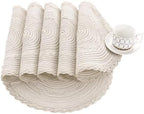SHACOS 15 inch Round Braided Placemats Set of 12 for Dining Table Woven Boho Place Mats Kitchen Placemat Washable Table Mats, Ivory Bordered - Image 4