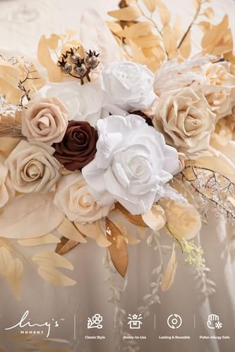 Ling's moment Ivory Artificial Flower Garland Wedding Arch 9 FT - Image 3