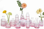 UPBUD Pink Glass Bud Vases Set of 12, Mini Flower Vase for Centerpieces by UPBUD