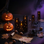 Raycare 9 Pcs Black Halloween Flameless Pillar Candles with Remote Timer - Image 2