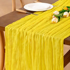 Yellow Cheesecloth Table Runner Boho Wrinkled Gauze Table Runners by Jimtx