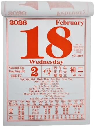 Vietnamese Daily Calendar, 2027 Year of The Goat Asian Vietnam Feng Shui Wall Calendar, Zodiac Goat Hanging Daily Spring Festival Lunar New Year Mounted Calendar Lịch Việt Nam - Image 6