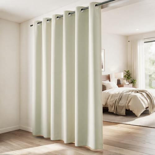 84 Inch Extra Wide Blackout Curtains, Heat Blocking Thermal Insulated Black Out Patio Door Curtains for Sliding Glass Doors Bedroom Living Room 84 Inches Long, Cortinas para Patio, Cream Beige - Image 2