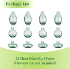 Glass Bud Vases Set of 12, Hewory Cute Green Small Vases Handmade, Mini Glass Flower Vase for Floral Arrangement, Tiny Centerpiece for Home Office Wedding Party Events Table Decor (Not Include Flower) - Image 6