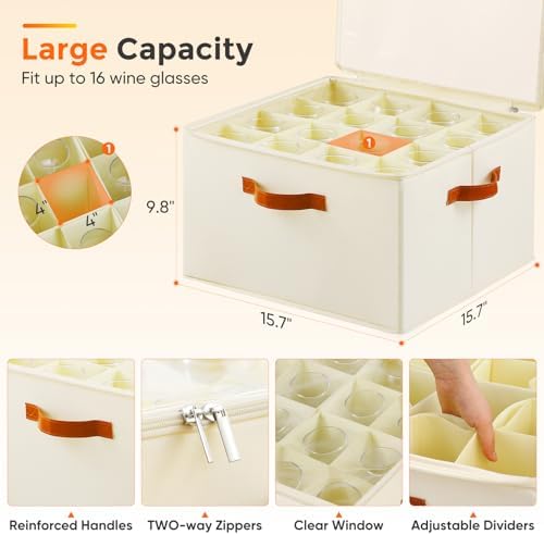 Foyego Wine Glass Storage Box, Beige - Image 3