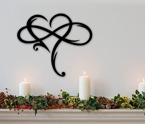 AOOLVY Infinity Heart Wall Decor, Unique Infinity Heart Metal Art Wall Decor Love Sign Steel Wall Plaques Bedroom Ornaments for Home Wedding Decor, Room Living Room Decoration (Black, 23.6x20.6inch) - Image 6