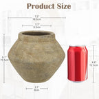 Briful Rustic Ceramic Vase 6'' Decorative Farmhouse Table Vase, Brown - Image 3