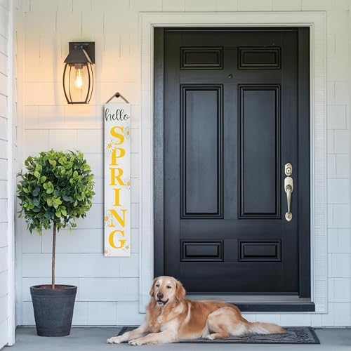 8"x48" Spring Welcome Sign for Front Porch, Hello Spring Porch Sign for Front Door Durable PVC Welcome Home Decorations for Outdoors p (Design 1) - Image 7