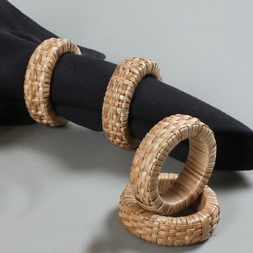 Goroly Home Rattan Napkin Rings Set of 24 for Wedding Party Decoration, Napkin Holder for Table Decoration, Christmas Table Decorations, Thanksgiving Home Decor (Brown) - Image 7
