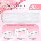 30 Pack Cheesecloth Table Runner 10FT White Table Runner Boho Gauze Cheese Cloth Table Runners Long Rustic Sheer Table Decorations for Wedding Party Baby Bridal Shower Birthday Holiday Home - Image 2