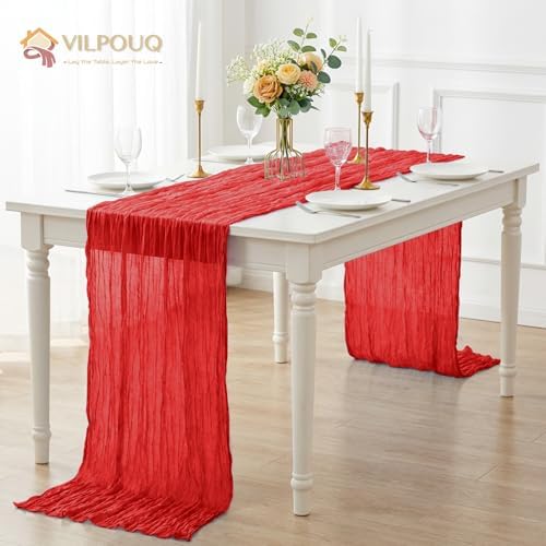 12 Pack Red Cheesecloth Table Runner 10FT Wedding Party Decor - Image 4