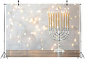 BELECO 15x10ft Fabric Happy Hanukkah Photography Backdrop Menorah Silver White Glitter Bokeh Lights Chanukah Holiday Decorations Banner Jewish Holy Festival Israel Party Supplies Studio Photo Props by BELECO
