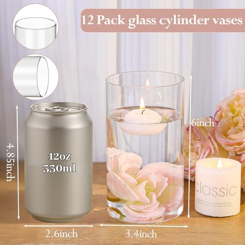 TBWIND 12pcs 6 Inch Clear Glass Cylinder Vases for Centerpieces - Image 2