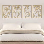 Glamativity 4 Pack Gold Wall Art Decor, Female Flower Face Lover Minimalist Décor Single Line Art Wall Décor, Real Metal Wall Art, Woman's Body Shape Abstract Wall Art, for Kitchen Bedroom Living Room (Gold Floral Lady Style, M Size 17 x 11.8'') - Image 2