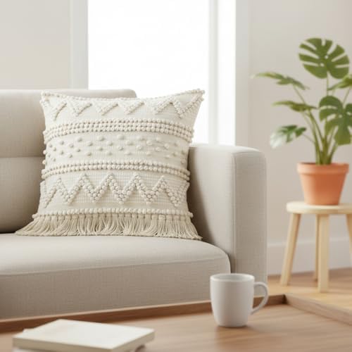 · REDEARTH · Textured Handwoven Throw Pillow Cases - Scandi Chic Natural - Image 3