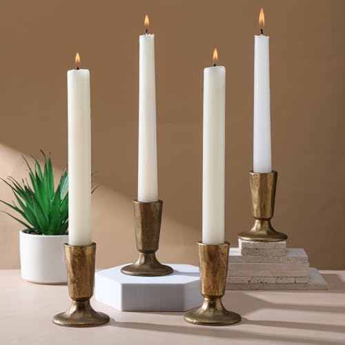 Mumufy Set of 4 Brass Candlestick Holders, Antique Taper Candle Holders by Mumufy