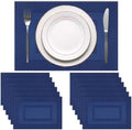 PIGCHCY Placemats Set of 12 Washable Durable Place Mats Vinyl Heat Resistant Non-Slip Table Mats Indoor Outdoor (Navy Blue) by PIGCHCY