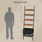 HOOBRO Blanket Ladder with Basket, 17.3" L x 74" H, Towel Rack with Hooks, Blanket Holder Rack, Decorative Ladder Shelf, Drying and Display Rack for Bathroom, Living Room, Rustic Brown BF111CJ01 - Image 5