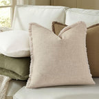 decorUhome Linen Fringe Natural Beige Throw Pillow Covers 12x20 Set of 2 - Image 6