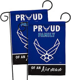 Proud Family Airman Garden Flag - 2pcs Pack Armed Forces Air Force USAF United State American Military Veteran Retire Official - House Banner Small Yard Gift Double-Sided Made in USA 13 X 18.5 by Breeze+Decor