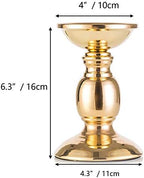 Nuptio Pillar Candle Holders, Wedding Centerpieces Metal Candle Holder Candles Stand Decoration Ideal for Weddings Special Events Parties Living Room (10 x S, Gold) - Image 6