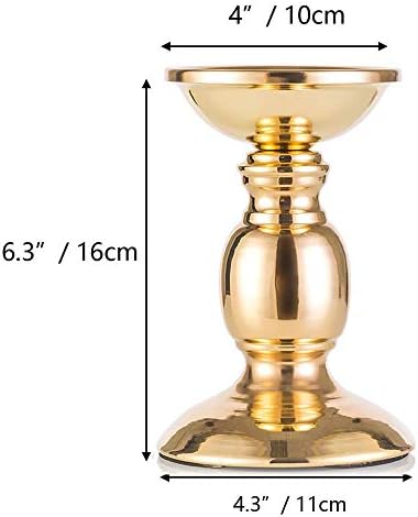 Nuptio Pillar Candle Holders, Wedding Centerpieces Metal Candle Holder Candles Stand Decoration Ideal for Weddings Special Events Parties Living Room (10 x S, Gold) - Image 6