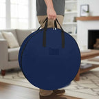 30 Inch Round Storage Bag 2 Pack,Modern Solid Color Navy Blue Waterproof Wreath Storage Container with Handles&Zipper Minimalist Pure Bleu Marine Closet Organizer Bags Garland Box - Image 3