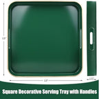Green Square Decorative Tray with Handles, 13"*13" Versatile Serving Tray for Coffee Table, Ottoman, Ideal for Serving, Displaying, Organizing - Image 3