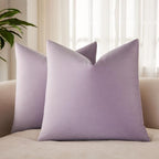 JUSPURBET 28x28 Euro Velvet Throw Pillow Covers Set of 2,Lilac by JUSPURBETHOME