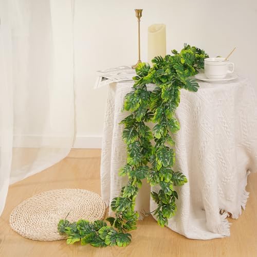 Dolicer 8Pcs Artificial Monstera Leaf Vines 5.6Ft Greenery Garland - Image 6