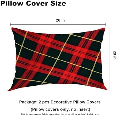 Batmerry Red Abstract Black Celtic Plaid Pillowcases, Pattern Black Retro Green Red Scottish Plaid Tartan Decorative Bed Pillow Cover with Hidden Zipper Soft Blended for Hair and Skin 20X26 in - Image 4