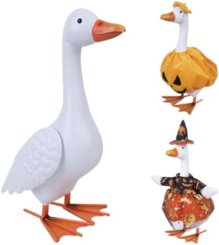 13'' Porch Goose Statue with 2 Sets Replaceable Halloween Outfits by giole