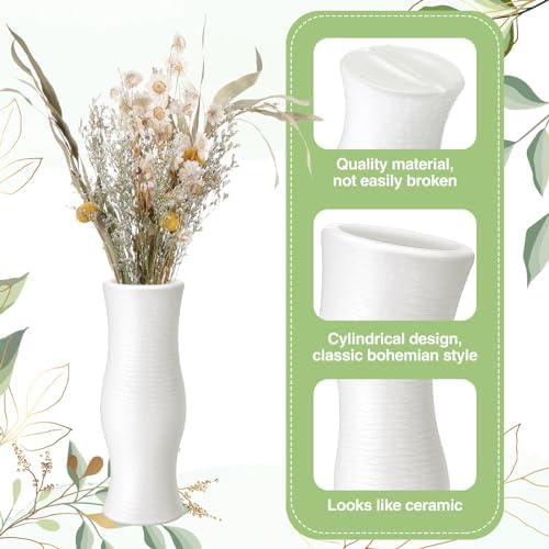 Didaey 10 Pack Composite Plastic Flower Vases Bulk White Small Boho Floral Vases for Dried Flower Bouquet Pampas Grass Centerpieces Fall Wedding Party Living Room Decor(Bohemian) - Image 4