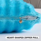 FUTEI Pack of 2 Faux Mink Fur Throw Pillow Covers 20x20 Inch, Sky Blue - Image 3