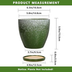 Ceraimc Plant Pot - 6.3 Inch Planter with Drainage and Plant Tray, Round Succulent Planters, Decorative Flower Pot for Indoor, Room Office Patio House Decor, Gifts for Women Men, Green - Image 3