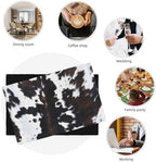Cowhide Printed Placemats 12x18 Inch, Brown Black White Aztec Style Kitchen Dining Rustic Non-Slip Heat Resistant Table Runner 6 Pieces - Image 6