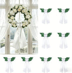 Dream Loom White Wreath Sash Front Door Decoration, 8pcs Sash Wreath Accessories for Easter Weddings Farmhouses Christmas DIY Halloween Party Yard Wall Doorway Decor by DreamLoomonasale