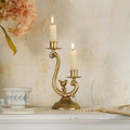 NIKKY HOME Vintage Gold Bird Candelabra, 2 Arm Metal Taper Candle Holder by NIKKYHOME