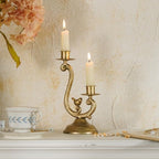 NIKKY HOME Vintage Gold Bird Candelabra, 2 Arm Metal Taper Candle Holder by NIKKYHOME