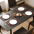 MOSAYT Vinyl Faux Leather Placemats, Set of 6, Coffee - Image 2