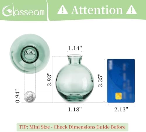 Glasseam Glass Bud Vase for Centerpieces: 12Pcs Green Mini Small Vases Bulk - Image 2