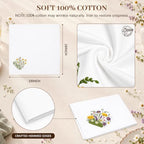 12 Pcs 100% Cotton Embroidered Wildflower Cloth Napkins 18x18 in - Image 2