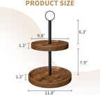 Tiered Tray Stand, Rustic 2 Tier Round Serving Tray, 2-Pack - Image 3