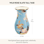 MACKENZIE-CHILDS Enamel Tall Vase, Wild Rose Slate - Image 4