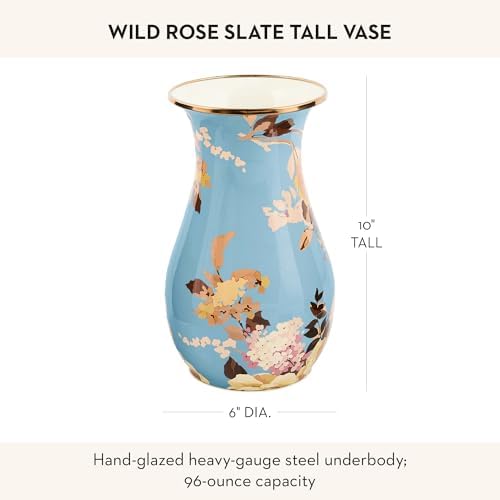 MACKENZIE-CHILDS Enamel Tall Vase, Wild Rose Slate - Image 4