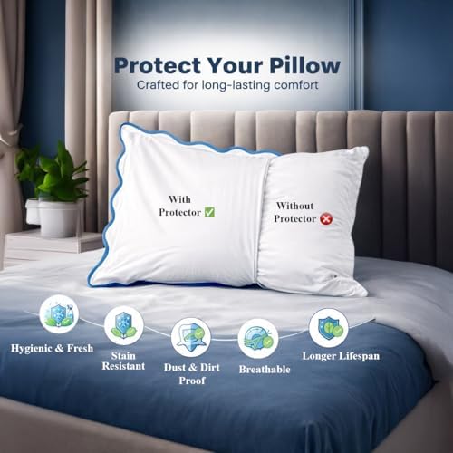 Ridhi White with Blue Scalloped 100% Cotton Throw Pillow Covers 24x24 Inch - Image 3