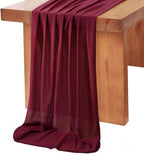 10Ft Burgundy Chiffon Table Runner 27x120 Inch Long Sheer Table Runner for Boho Weddings Bridal Shower Party Table Top Decorations 15 Pieces - Image 4