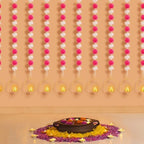 6 Sets Marigold Garland with Lotus Candle Holders for Diwali Pooja Puja - Image 4