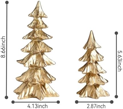 FESTGLOX Gold Christmas Tree Figurines,Small Resin Christmas Tabletop Trees - Image 5
