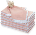 FINGERCRAFT Lace Cloth Napkins, Cotton Linen, 12 Pack, 20x20 Inch, Dusty Pink by FINGERCRAFT